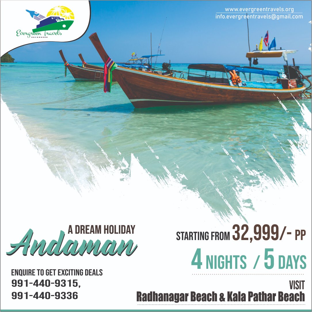EvergreenTrave's tweet photo. Book your #AndamanTourPackages at best price with @EvergreenTrave4 
✔️ 2 Nights Portblair + 2 nights Havelock
✔️ Daily Breakfast
✔️ Ferry Tickets &amp; #MuchMore
#WednesdayThoughts #WednesdayMotivation #cryptocurrencies #cryptocurrency #Tours #Tourist 
#TOUR #TourForYou #holiday #CHD https://t.co/0cwHx6UZ9p