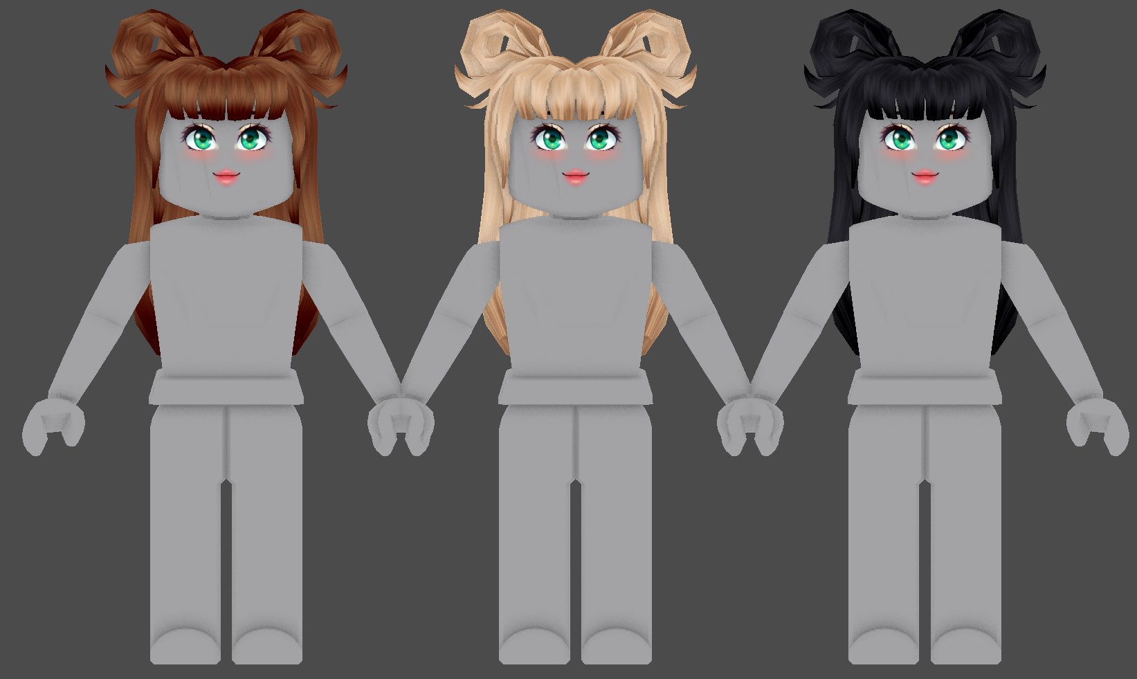 Erythia On Twitter Messy Buns With Long Wavy Bangs What Colors Would You Like These In Roblox Robloxugc