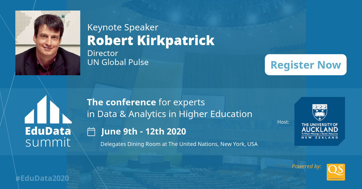 QSCorporate's tweet photo. Join @rgkirkpatrick in #NewYork this June! Kirkpatrick, our latest #KeynoteSpeaker of #EduData2020, is Director of @UNGlobalPulse, the UN Secretary-General's initiative on #bigdata and #AI.
Register now: https://t.co/bdFAtSB4Iw
#data #Analytics #highereducation #highered https://t.co/93tuqnoMEy