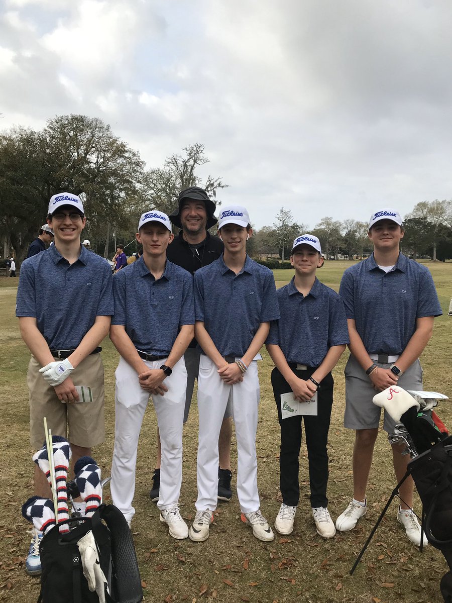 OSHSgolfcoach's tweet photo. OSHS boys first match of the 2020 season.  Harrison, Brent, Seth, Sam, and Andrew representing South Mississippi in Alabama hosted tourney at Hickory Hills https://t.co/24L7CrtZvG