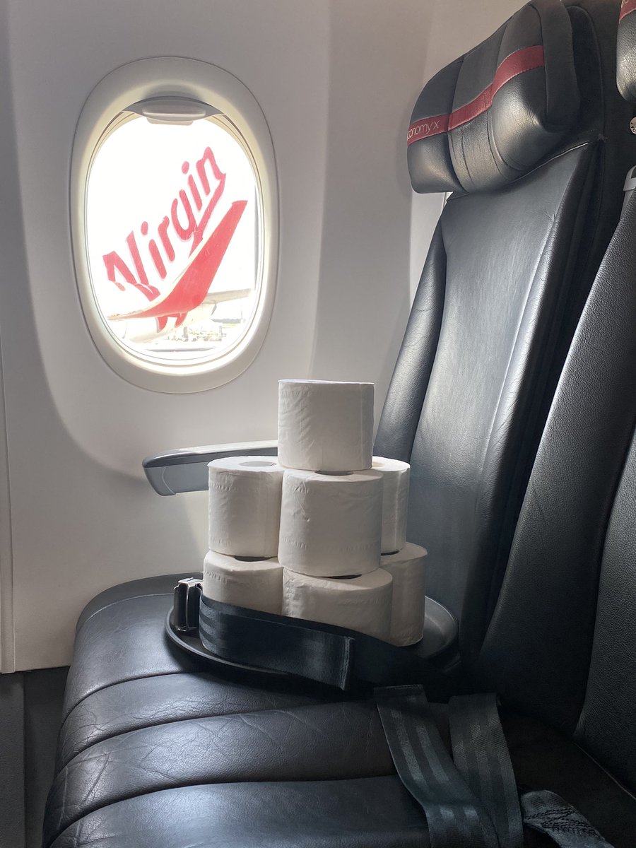 VirginAustralia's tweet photo. Toilet paper available on all Virgin Australia flights today 🤪 ✈️ 🧻 #ToiletPaperGate https://t.co/SBFEWVUsgj