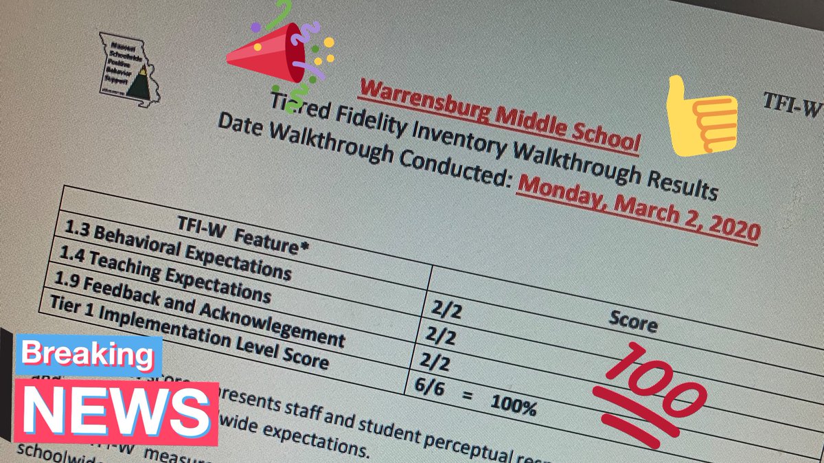 MrsSommerWMS's tweet photo. It doesnโt take ๐LUCK๐. Itโs takes FIDELITY and WMS has it! Way to go on earning 100% for Tier 1 PBIS Implementation during this years TFI Walkthrough! #TigersWMS #LuckoftheTigers #WMSLevelUp https://t.co/MuRL9q8ywh
