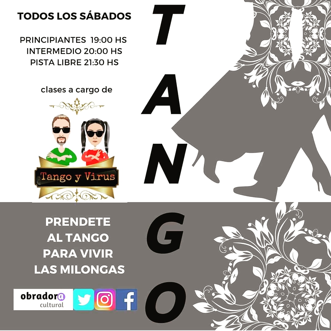 ObradoraC's tweet image. TANGO
#todoslossábados
#principiante 19hs
#intermedio 20hs
#pistalibre 21.30hs

#milongas #ciclo2020 #paratodaslasedades #TANGO #bailedesalón #dance #urbandance #populardances #abrazos #ambienteclimatizado #ambientefamiliar