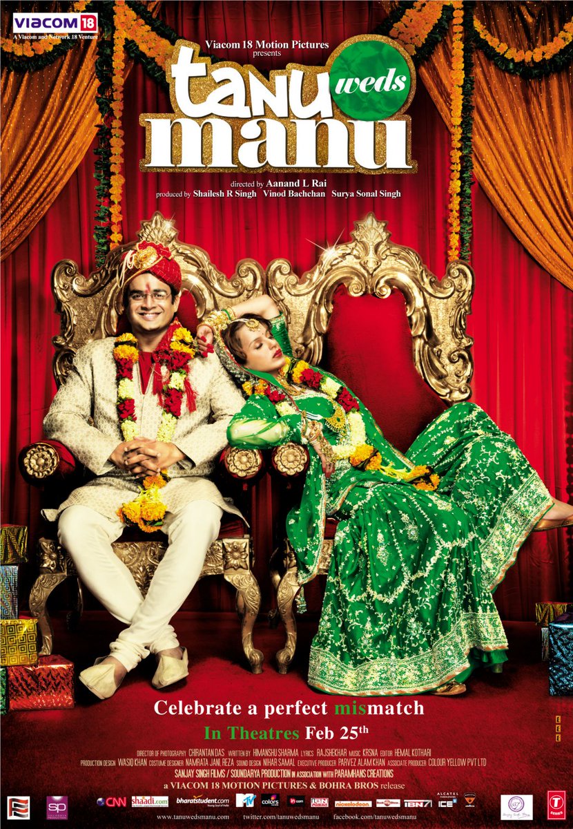 39th Bollywood film:  #TanuWedsManu Well... I found this movie boring  And I had no issue with Kangana back then so that's not why lol It was an okay watch with good acting but I didn't care that much about the story or the characters 