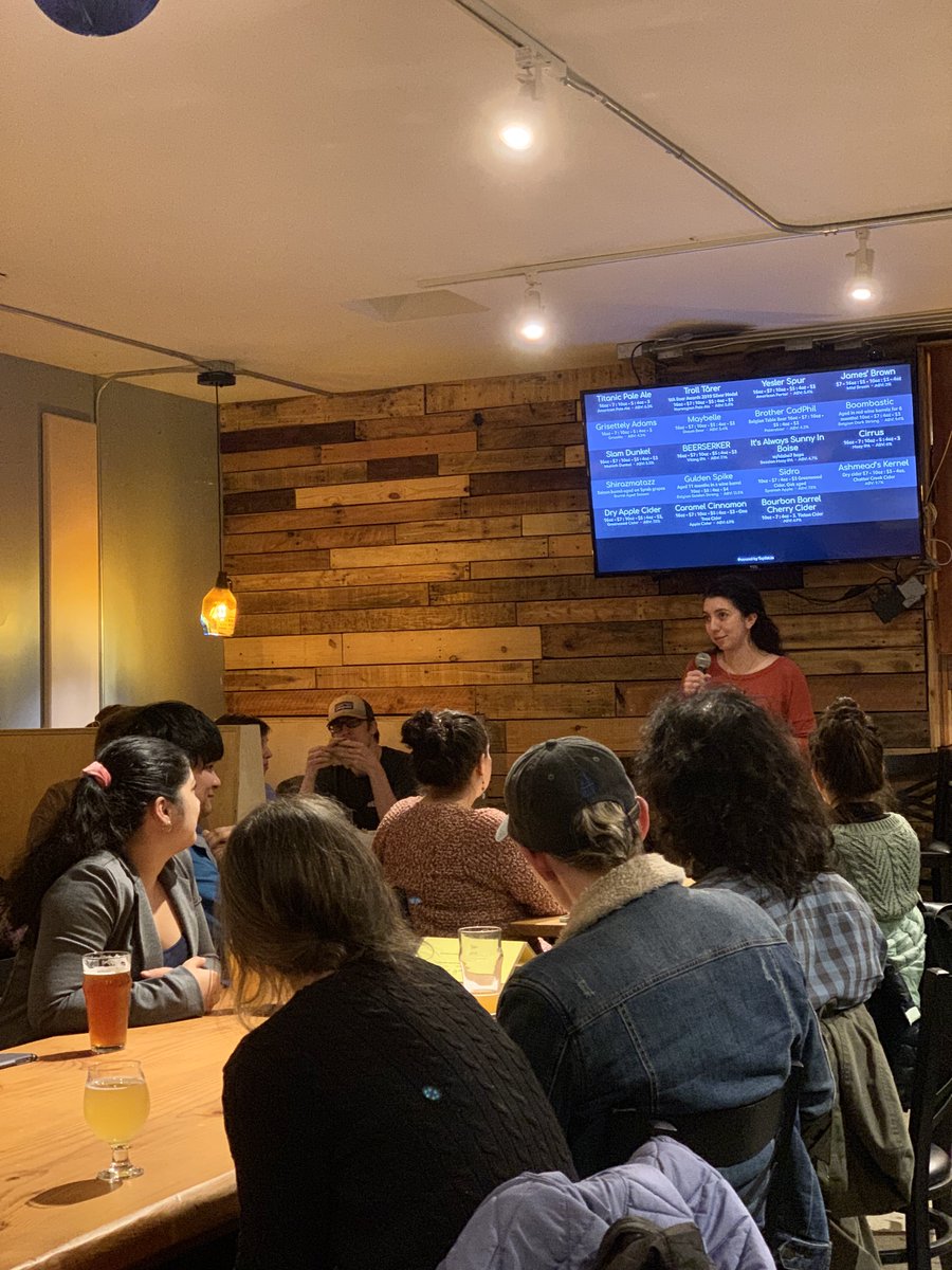 HannahItell's tweet photo. Shout out to these two #womeninscience! Had a blast hearing pitches from my labmate @megs_an_egg and roommate @ZychMolly (amongst the other amazing scientists!) @burkebrewing tonight! #sciencecommunication #phdlife https://t.co/qQiFIGRlNv