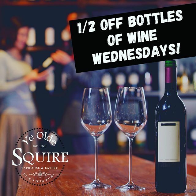 1/2 OFF BOTTLES OF WINE WEDNESDAYS🍷
—
All bottles of wine at 1/2 price!  Come enjoy a bottle and pair with a delicious app or entree😋

#hamonteats #hamontfoodie #hamontpub #hamontpubs #hamontwine #hamontbar #hamontrestaurant #hamontfoodies #hamontlife #hamontliving #hamontde…