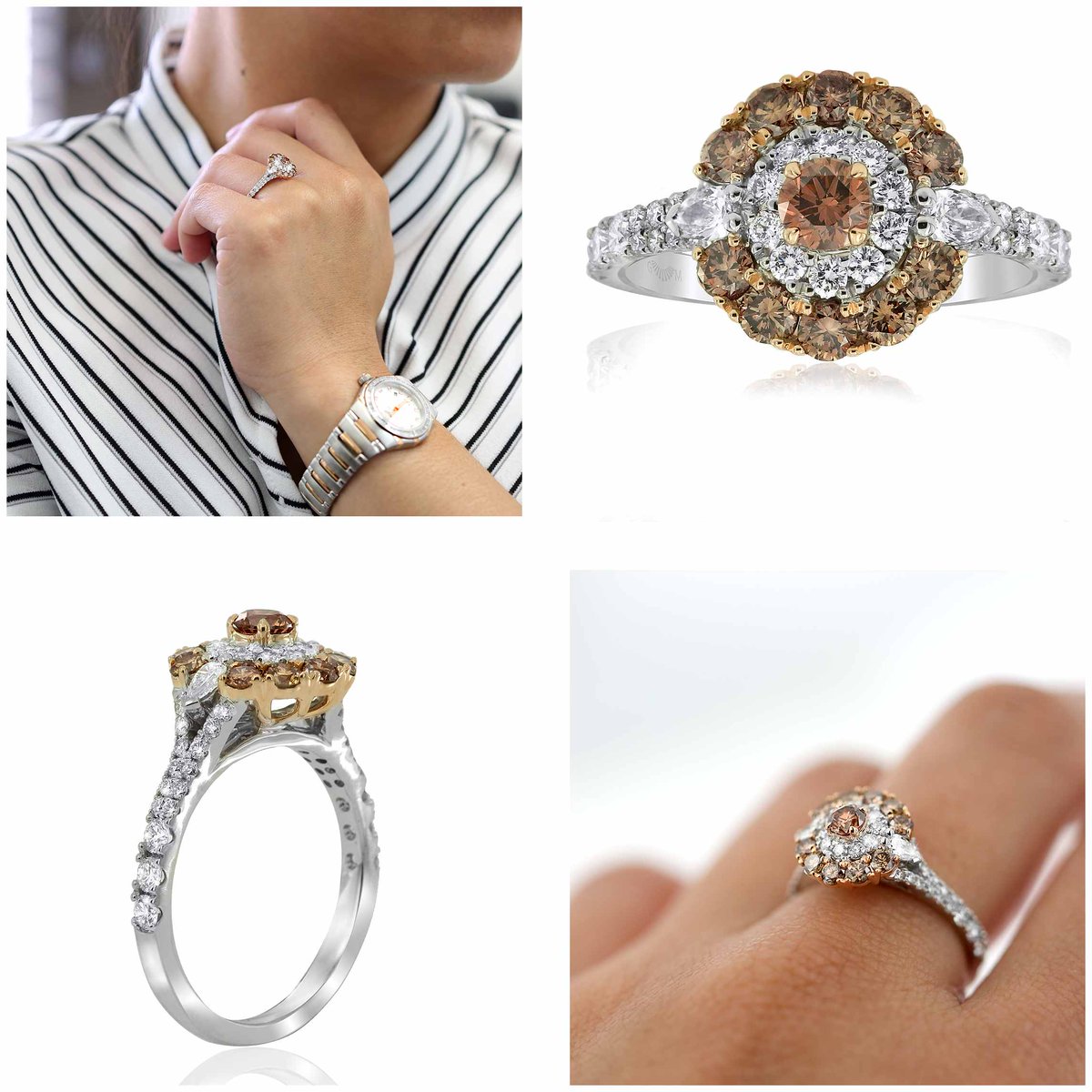 GerardMcCabe's tweet photo. Australia is the birthplace of coloured diamonds: Pink, yellow and cognac diamonds to name a few. This unique ring features Australian cognac diamonds. Their rich brown / orange tones are well complemented by the white diamonds. #australiandiamonds
https://t.co/HihPTSetSP https://t.co/nap0poUwvZ