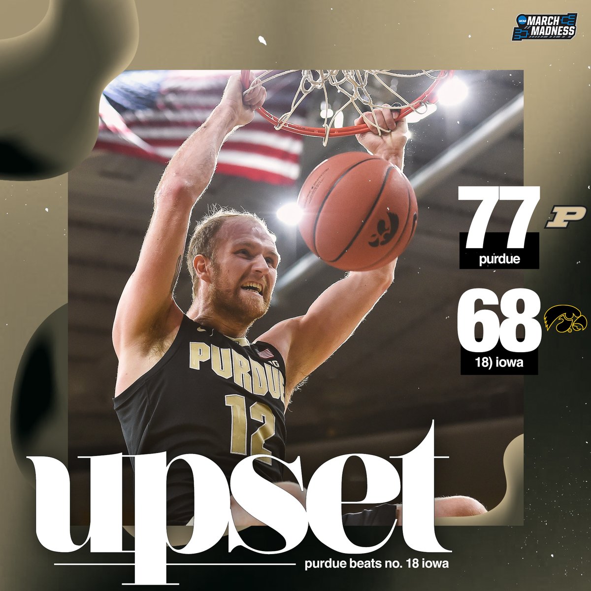 MarchMadnessMBB's tweet photo. FOUR STRAIGHT WINS OVER IOWA 🚂

Purdue jumps out to an early lead and never looks back, knocking off the No. 18 Hawkeyes! #BoilerUp https://t.co/UWNmEbQYoT