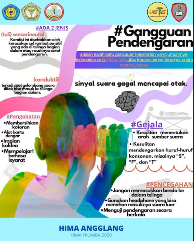 [PendproCorner]
•
Halo halo hai sejawat kunah selain ada satnight quiz di malam minggu, Pendpro juga ada artikel kesehatan ni😍
Jadi kali ini kita bakal bahas 'Gangguan Pendengaran " 
Yukk langsung di baca aja artikelnya 
#PendproBaPer
#HIMAKFKUNIBA
#MelangkahBersamaMeraihMimpi