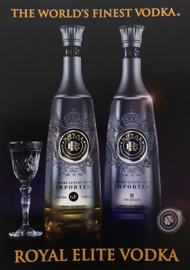 Now available, Royal Elite Supreme Vodka, 8 Times Distilled! Rated