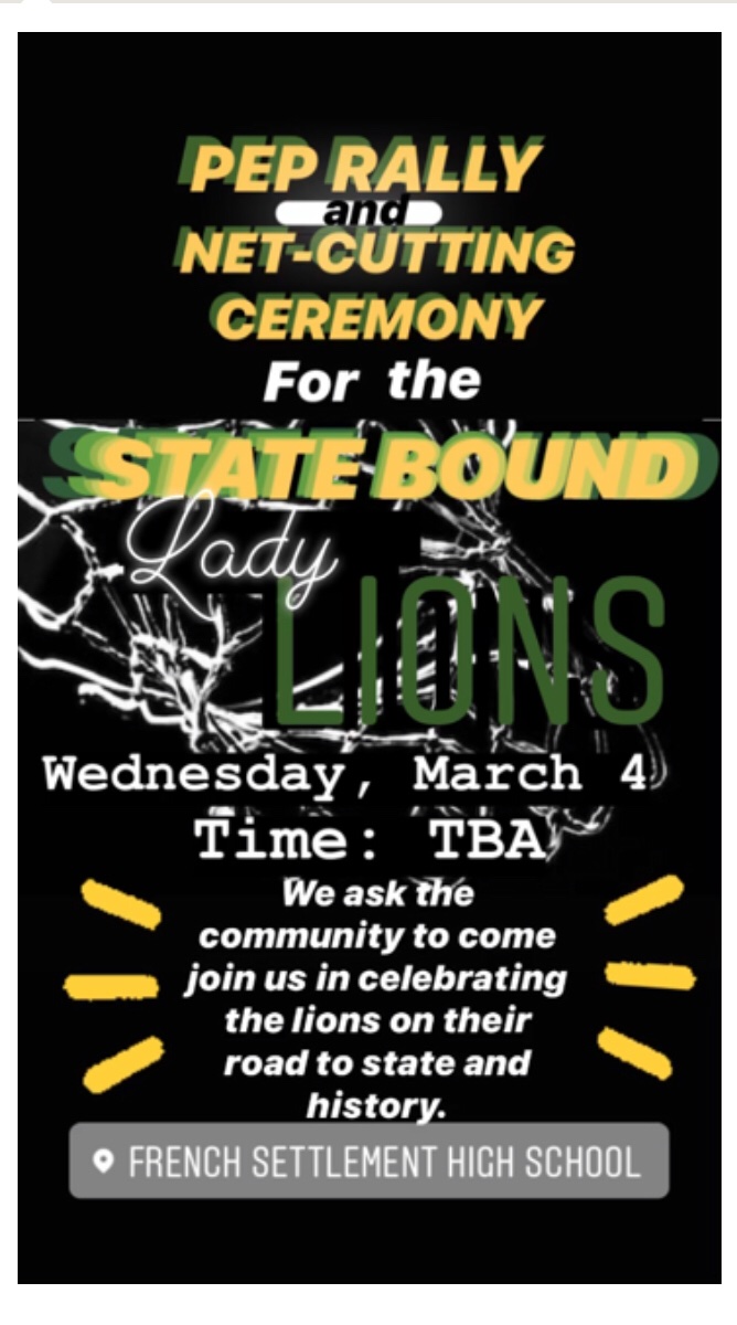 TeleahMartin's tweet photo. Pep Rally and net cutting 3/4 @ 10:20am! Y’all come show these ladies some love! 💚💛 @ Gerald Keller gym weather permitting, alternate site will be gym beside school. #WHYNOTUS #MAKINGHISTORY #STATEBOUND
@Gofshslions @FSHSLadyLions @LPNews1898 @RobDeArmond @FambroughAdv https://t.co/77kkK092gp