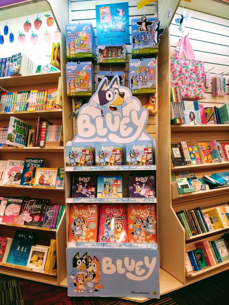 DymocksChermy's tweet photo. There's something for everyone this week...

Bluey has arrived in store with 2 NEW titles, plushies, figurines, card games and Bingo's bingo!

@PenguinKidsAus #bluey #blueybooks https://t.co/3AEjGqpaSH