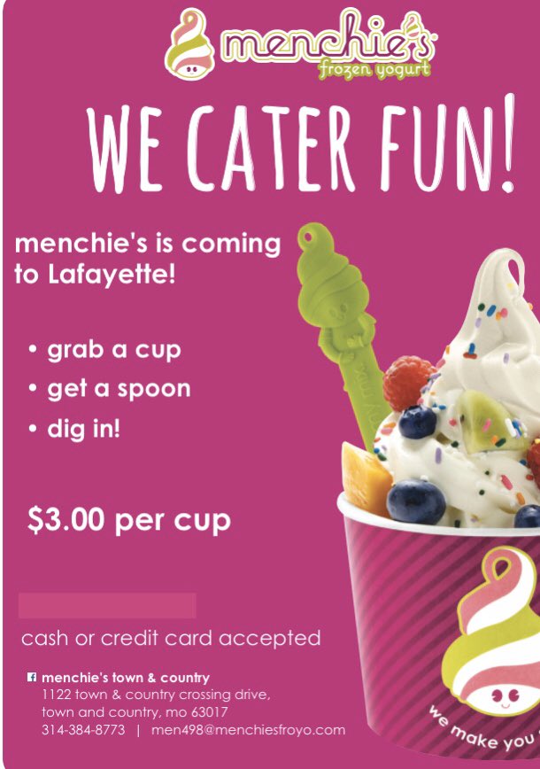Cookies and cream? Cake batter? Or Pineapple whip that is dairy free, come get some frozen yogurt at Lancers landing today! $3 Wednesday open all morning through lunch.