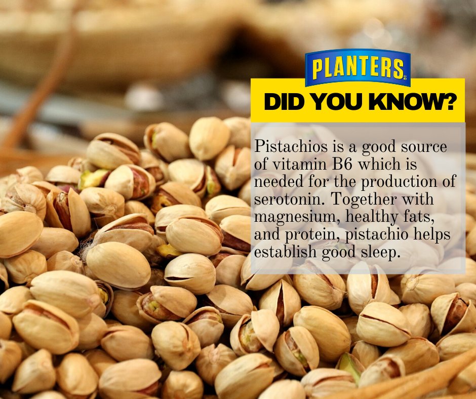planterscanada's tweet photo. Did you know?... Pistachio is a good source of Vitamin B6 which is needed for the production of serotonin. Together with magnesium, healthy fats, and protein, pistachio h...
#TuesdayFunFacts #Pistachios #Allaboutnuts #Healthyfood #PlantersPistachio #PlantersSnacks #PlantersCanada https://t.co/D98dwQHOA5
