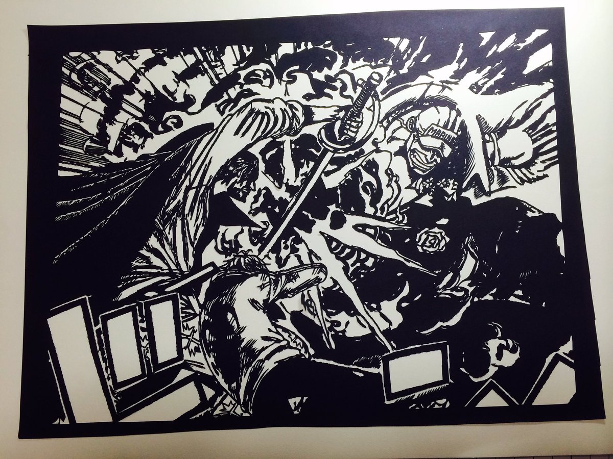 robin_paparin's tweet photo. ワンピースの名シーンを
切り絵にしてみた！ https://t.co/DgM76VXWPM