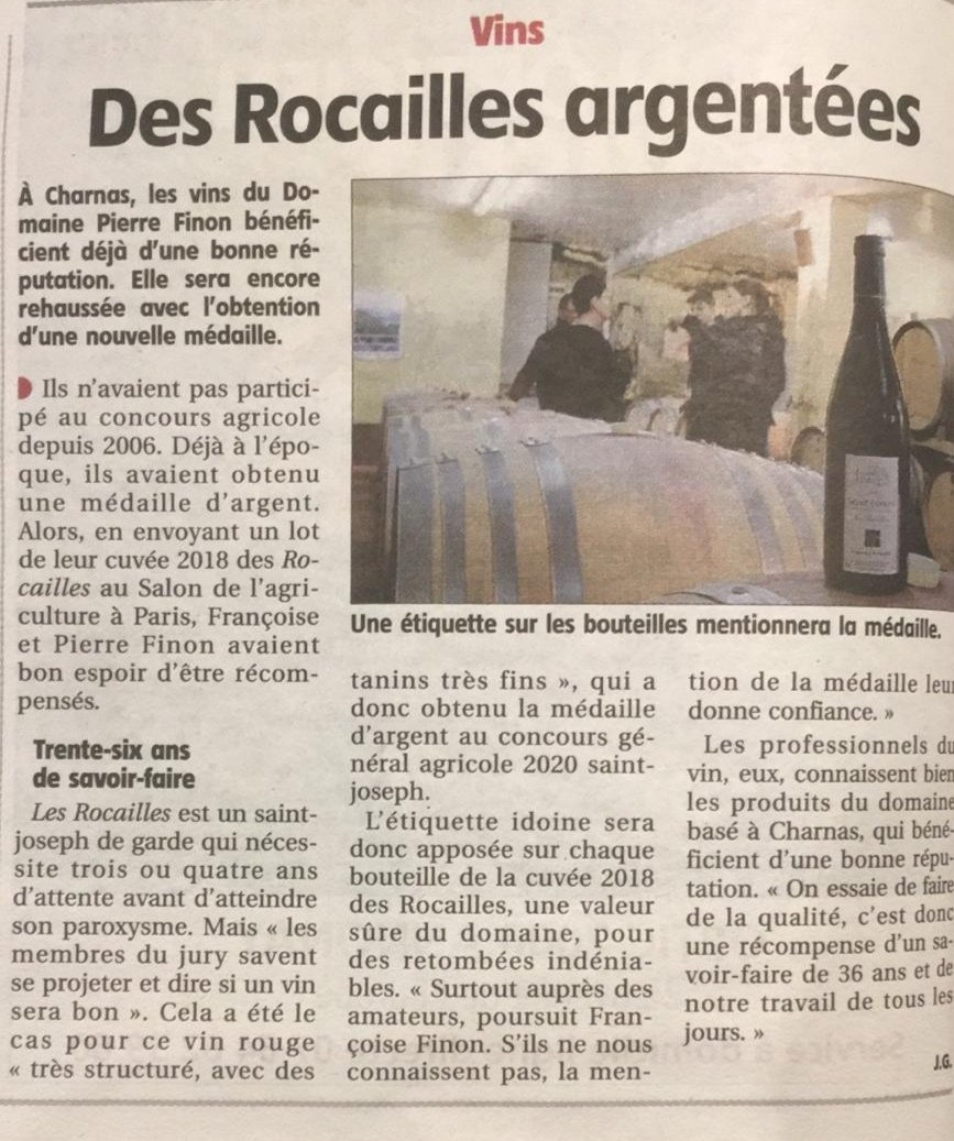domainefinon's tweet photo. Merci au journal Le Réveil pour son article au sujet de notre obtention d'une médaille d'argent Saint "Les Rocailles" 2018 ! 🎉🍷 https://t.co/pCRUJ7IJbq