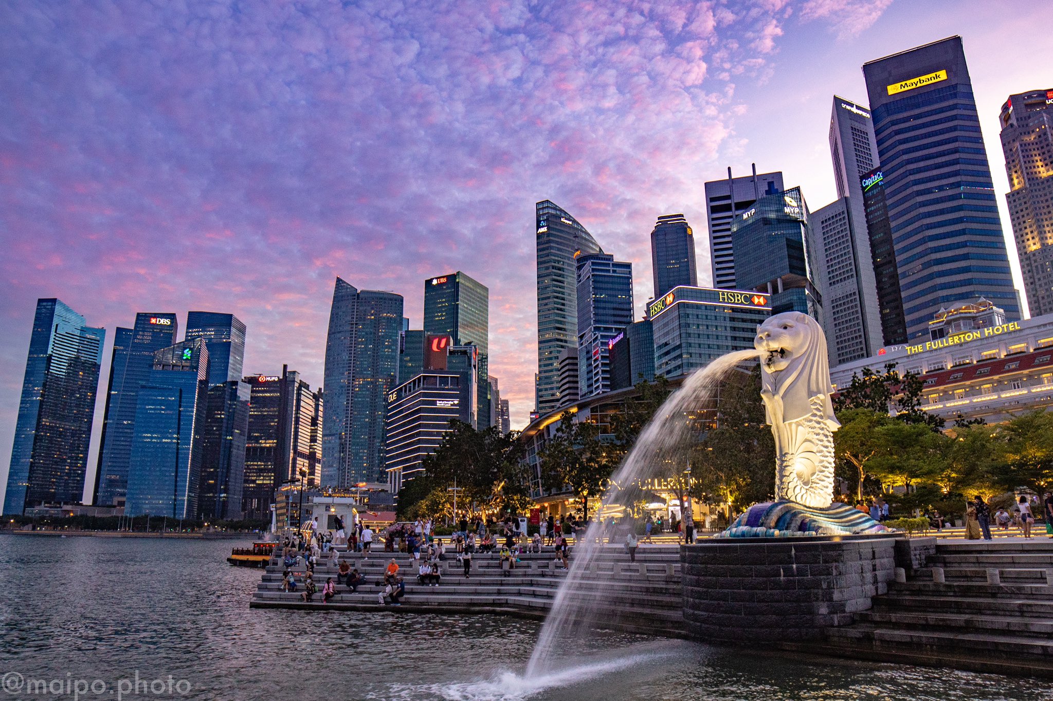まいぽ Maipo シンガポール Singapore 小さな国だけどオシャレな街 シンガポール Singapore 夕焼け 夜景 マーライオン T Co Vsfmcb2dys Twitter