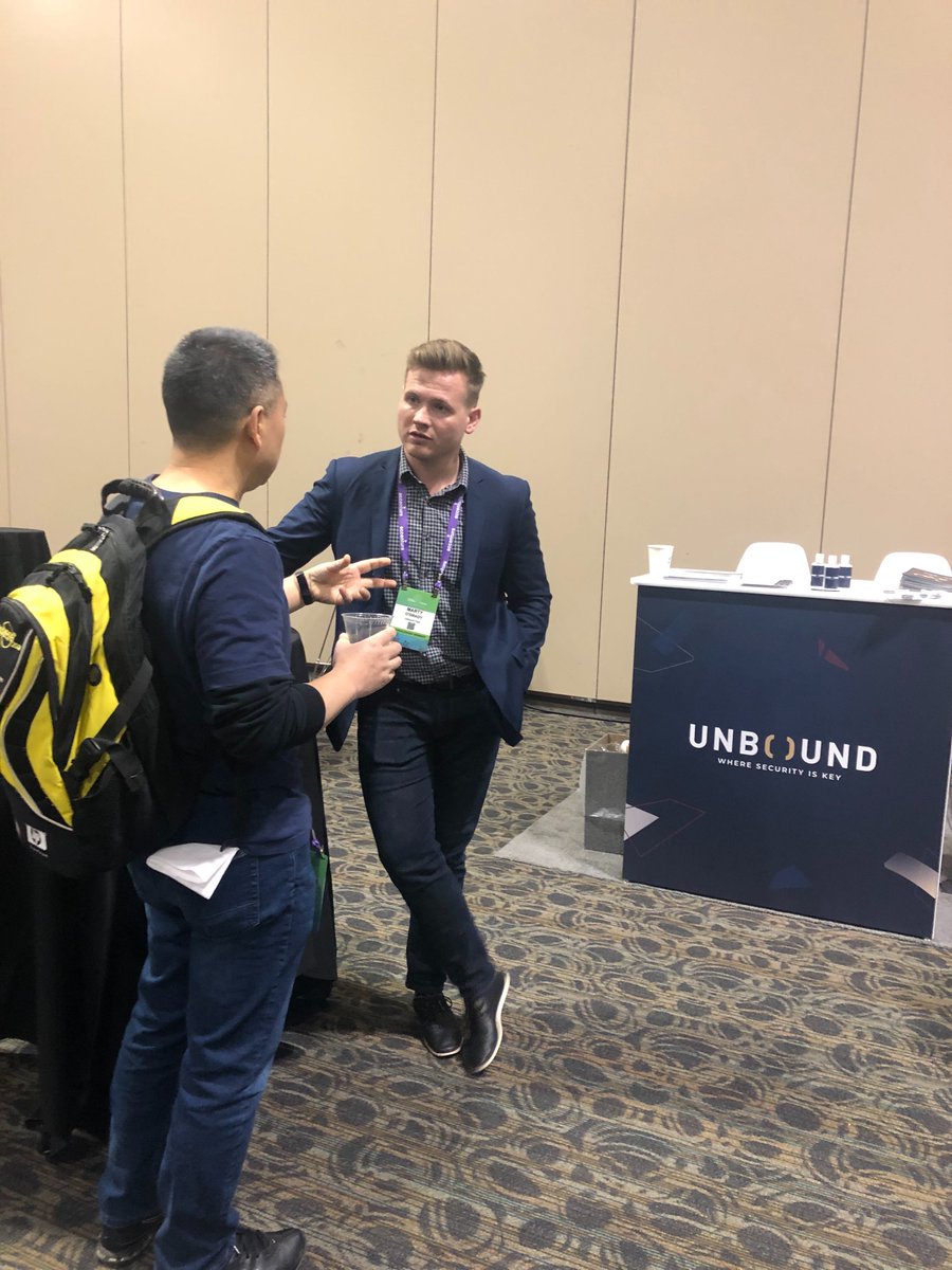 UnboundSecurity's tweet photo. [Photos] Highlights from #hyperledgerforum 2020. There's still time to speak #blockchain #keymanagement with @AJRabke and Marty O'Grady - stop by the Unbound booth, SU9. #hyperledger h/t @Hyperledger https://t.co/18xec0pOzp