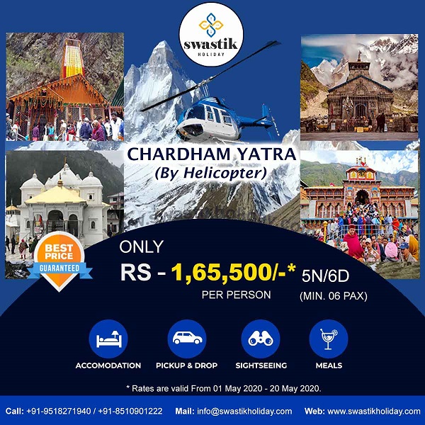 Book #chardham #yatrabyhelicopter having 5N/6D @ just Rs. 1,65,500/-
For Booking call/whatsapp at +91-8510901222, 9518271940, 9213313000 
or visit us on swastikholiday.com/shubhdarshan/c…

#chardhamyatra2020  #yamunotri #gangotri #Kedarnath #badrinath