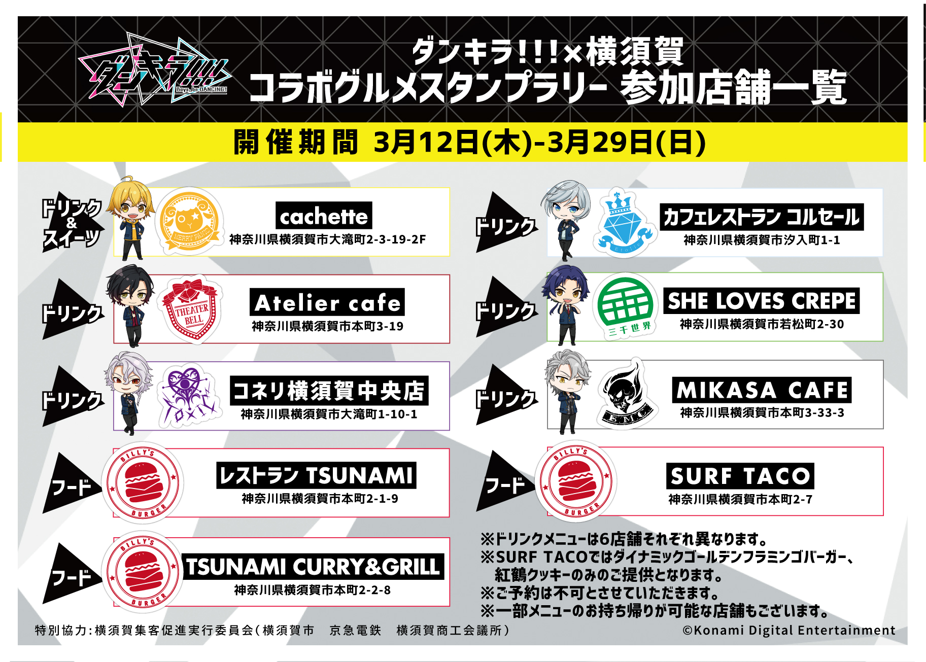 Theキャラ 公式 フードメニューに関するお知らせ フードメニューは対象の3店舗で共通としておりましたが Surf Tacoでは ダイナミックゴールデンフラミンゴバーガー 紅鶴クッキー のみの提供となります その他2店舗では全