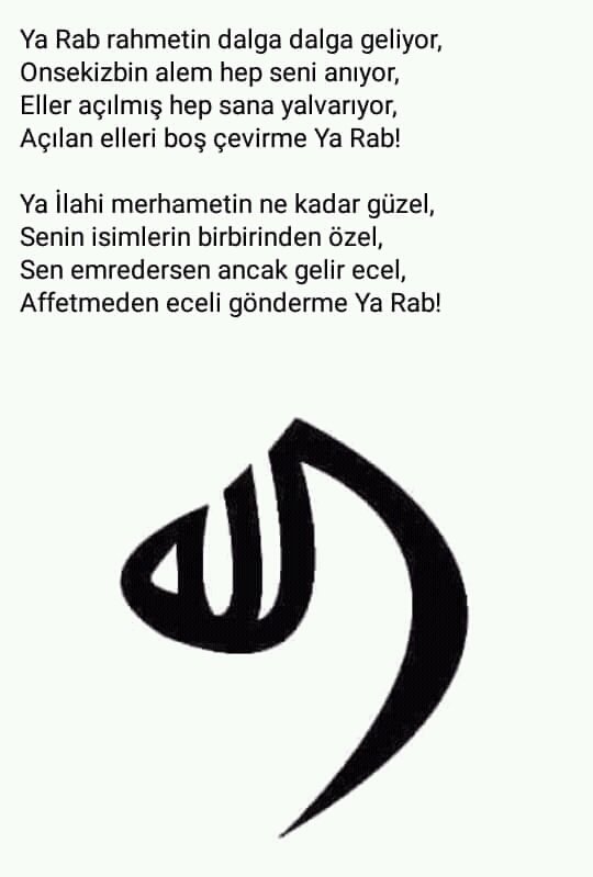 Amiin Allahım amiin, beni senden ayırma, rızan üzere canımı al