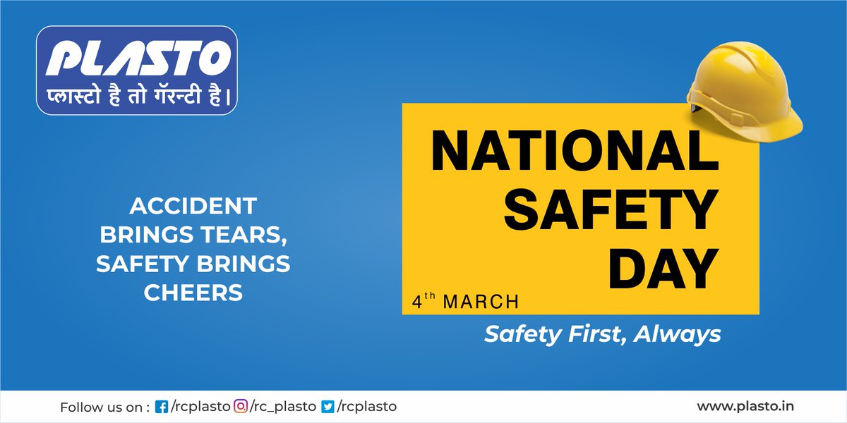 RCPlasto's tweet photo. Safety comes first and is must at the work place. Let’s teach our children to look for their safety first on this #NationalSafetyDay. 
#Safetyfirst #safetyatwork #safetyday #india #nationalsafetyday2020 #besafe #building #company #safe #smartcity #nationalsafetyweek #security https://t.co/Odvxc2F0ou