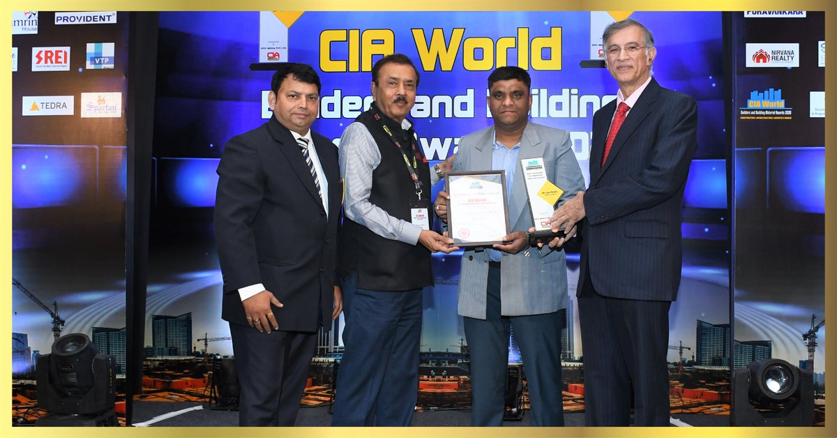 nirvanarealty's tweet photo. 𝗪𝗵𝗮𝘁 𝗮 𝗰𝗿𝗮𝗰𝗸𝗶𝗻𝗴 𝘀𝘁𝗮𝗿𝘁 𝗼𝗳 𝟮𝟬𝟮𝟬 ! @punit_aga 
We are elated receiving this award again ! Warm thanks to @N_Hiranandani  @VijaykummarG &amp; CIA World &amp; all our prestigious customers. https://t.co/y9NgIpUnhI