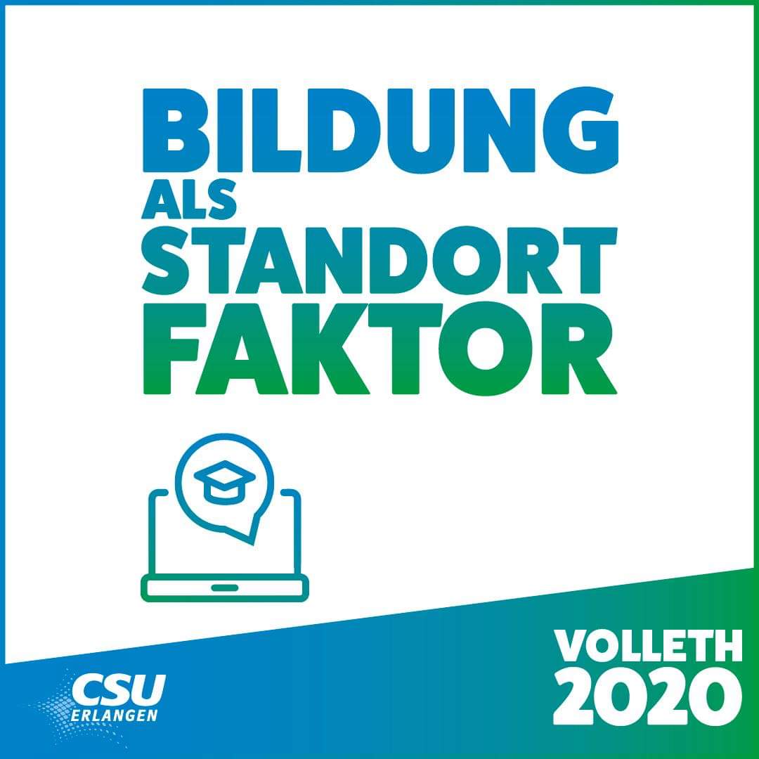 csu_erlangen's tweet photo. Bildung bewegt uns. #wirbewegenERLANGEN
Bildung als Standortfaktor
Mehr zu unserem Programm #erlangenbewegen https://t.co/bVRp1Zx2AU
#JörgVolleth #teamvolleth #volleth2020 #erlangenbessermachen #csuerlangen #csuER #Erlangen #NeustartfürErlangen https://t.co/qnCvgZmDju