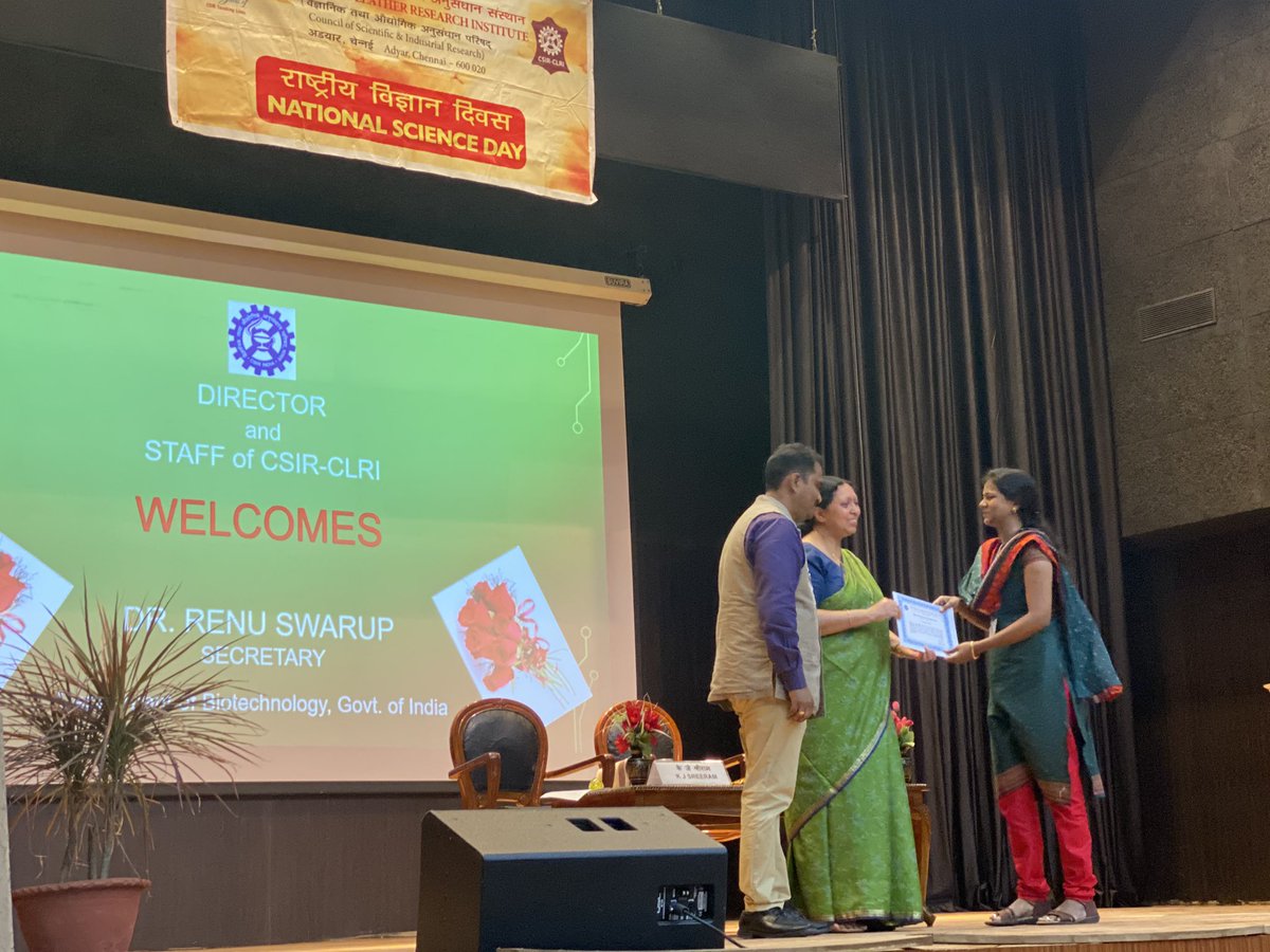 clriindia's tweet photo. Dr. Renu Swarup, Secretary, DBT, GoI distributing the Certificate of Appreciation – Meritorious Women Students of CSIR-CLRI @kjsreeram @shekhar_mande @GVRayasam @DBTIndia @CSIR_IND #TeamCSIR @VigyanPrasar #HaarKaamBharatKeNaam https://t.co/Pp4x7IwspL