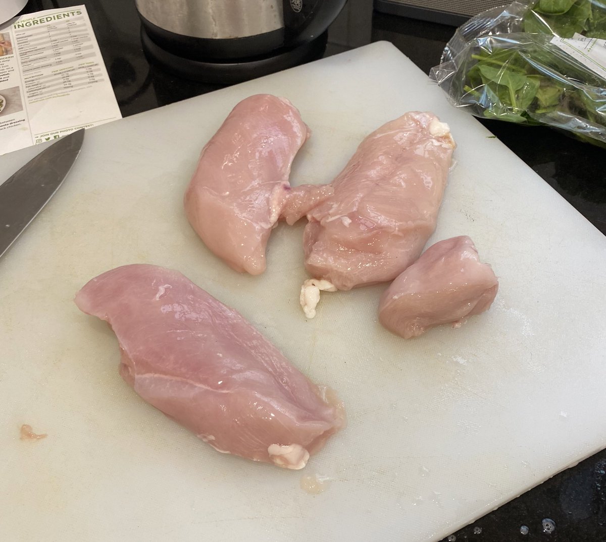 heelsplease's tweet photo. @HelloFreshAU Usually a big fan - no major issues but tonight not so happy. These breast fillets are for cheesy hasselback chicken. Which one of my hungry family gets the short straw?? https://t.co/5KqH2iN0X5
