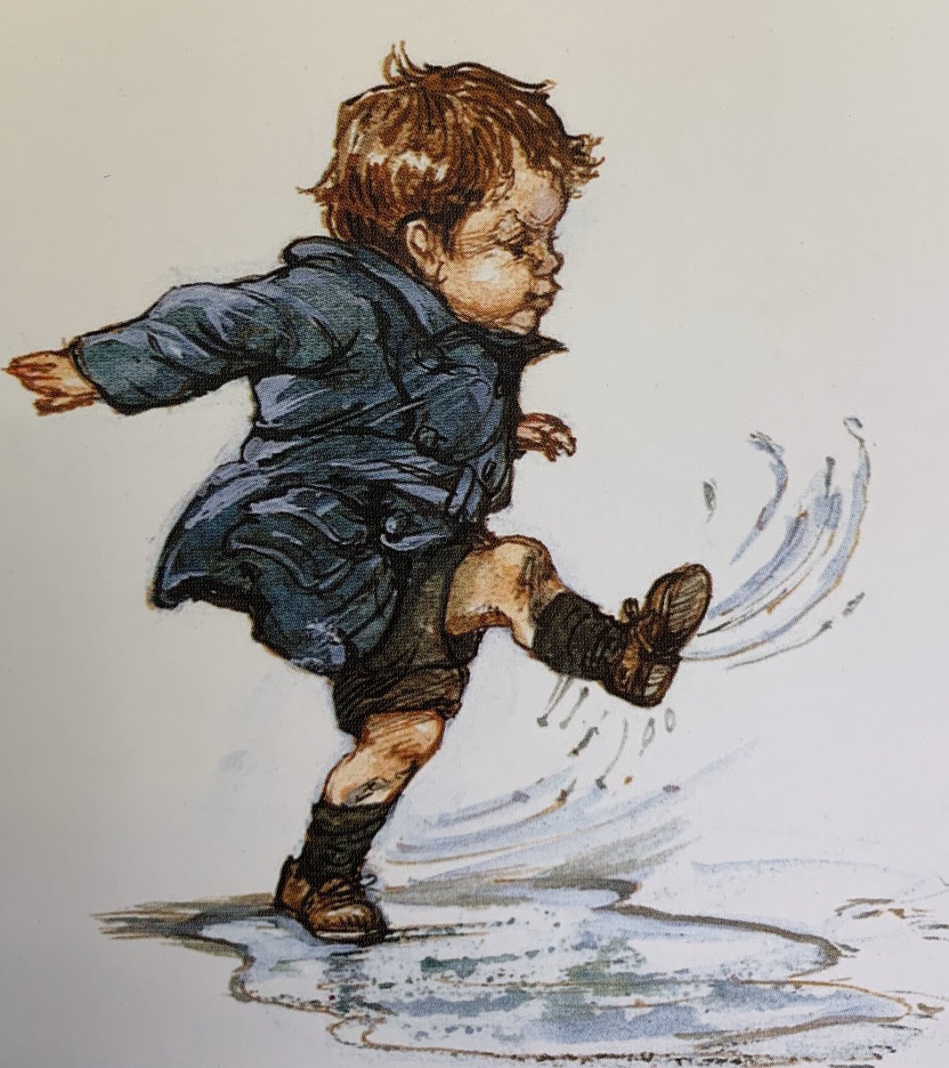 If it had been raining Alfie liked to go stamping about in mud and walking through puddles, splish, splash, SPLOSH!

From Alfie’s Feet