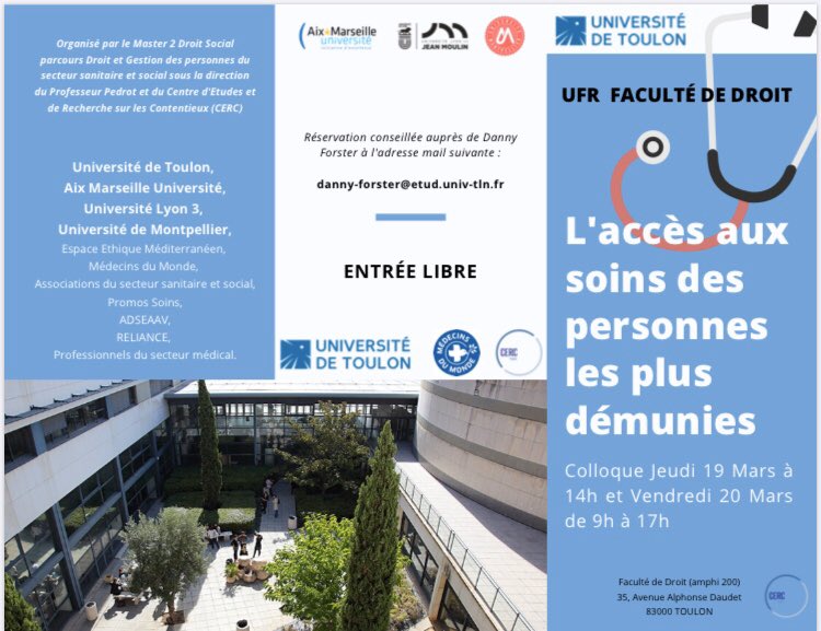 Cerc83's tweet photo. Le CERC organise un colloque sur « l’accès aux soins des personnes les plus démunies », les 19 et 20 mars. Venez nombreux ! https://t.co/g7iMxumNSV