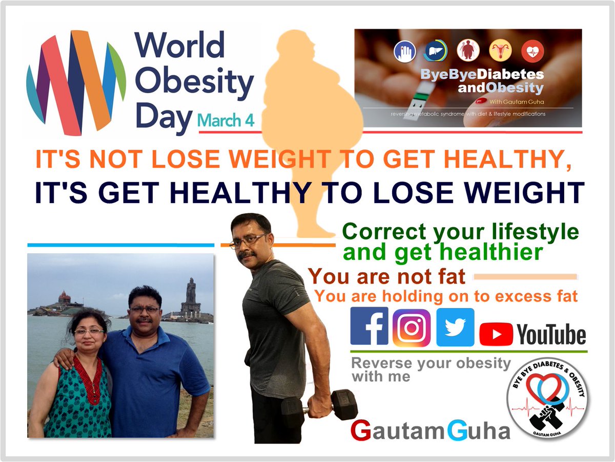Reverse Obesity- Take charge of your Health !   #diabetes #healthcare #obesityday #fatloss #lowcarb @diganta_sircar @aga_pallavi @dashorajbhai @adgpi @shashiiyengar