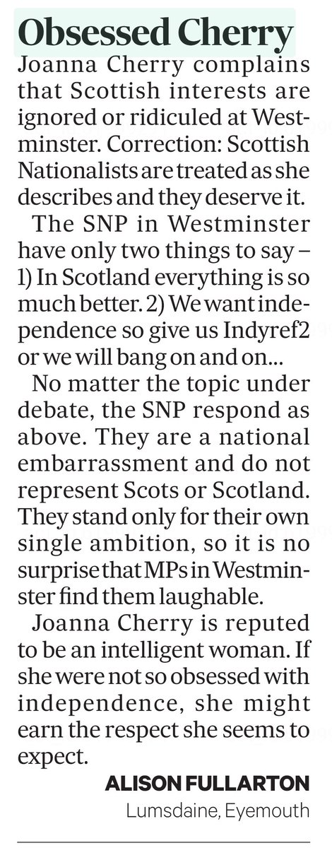 AgentP22's tweet photo. Great letter.
Scotland isn't ignored or ridiculed at Westminster.
The SNP is however and deservedly so. 👍 https://t.co/iGY0dbn4O5