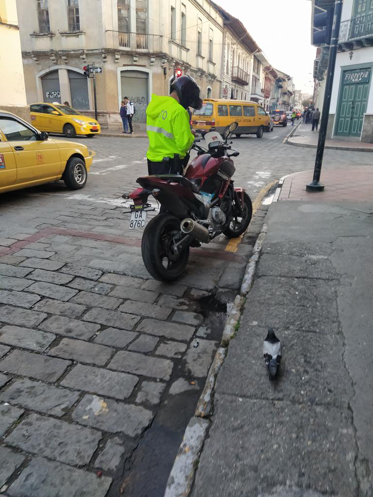 CuencaTransito's tweet photo. En estos momento s agente de tránsito que ya se encuentra en labores... En el vicio antes que laborar... Espero que la @emov_ep  haga algo con este tipo de individuo que gana la plata del pueblo. https://t.co/1EhsblmqR1