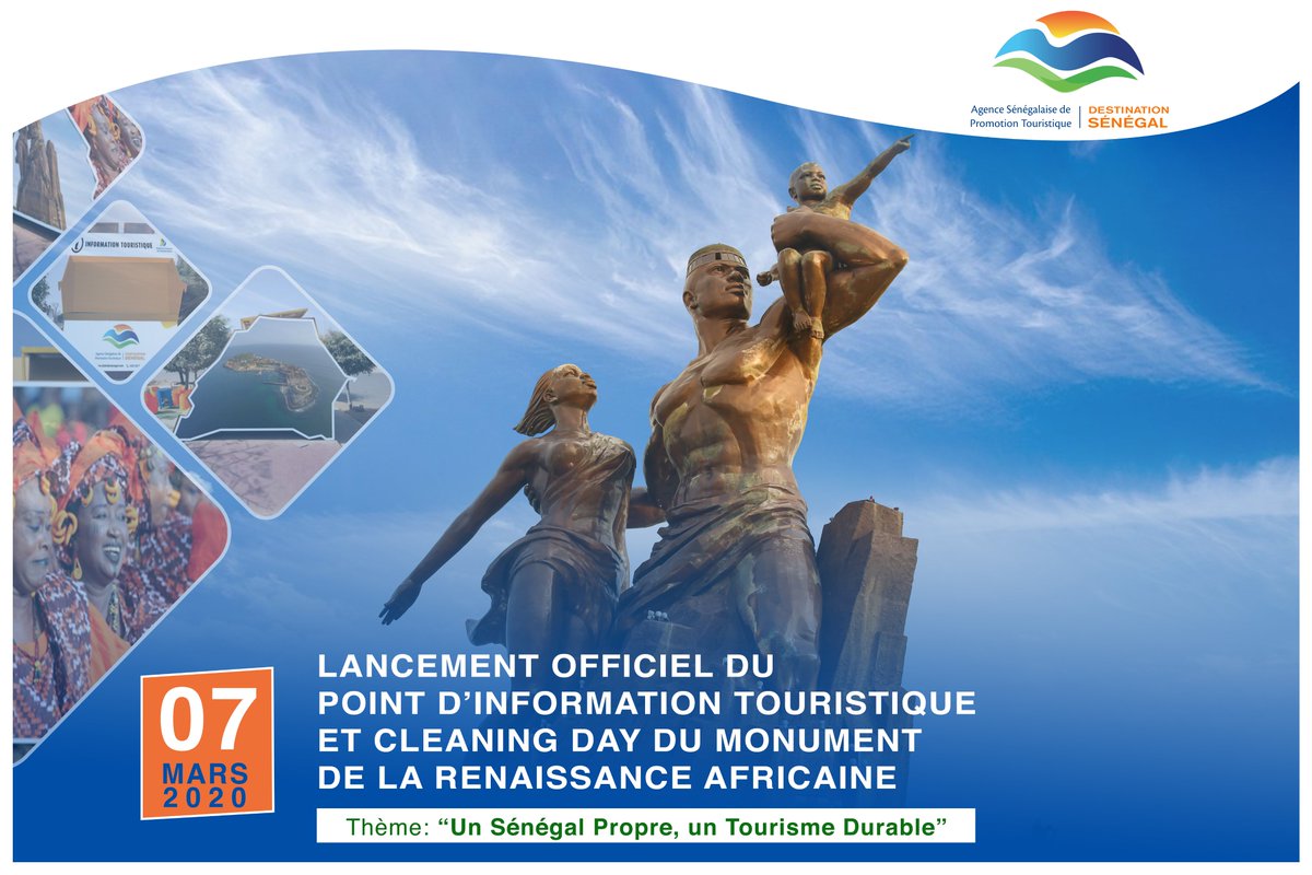 TourismeSenegal's tweet photo. Lancement officiel du Point d’Information Touristique du Monument de la Renaissance Africaine à l’occasion du #CleaningDay du Samedi 7 mars 2020.
#DestinationSenegal #Kebetu #Team221 #BessupSetal #Senegal @SAVE_DAKAR @Pressafrik @APS_Officiel @iGFMsn @walfadjrisn @RTS1_Senegal https://t.co/iNpPvQnnC6