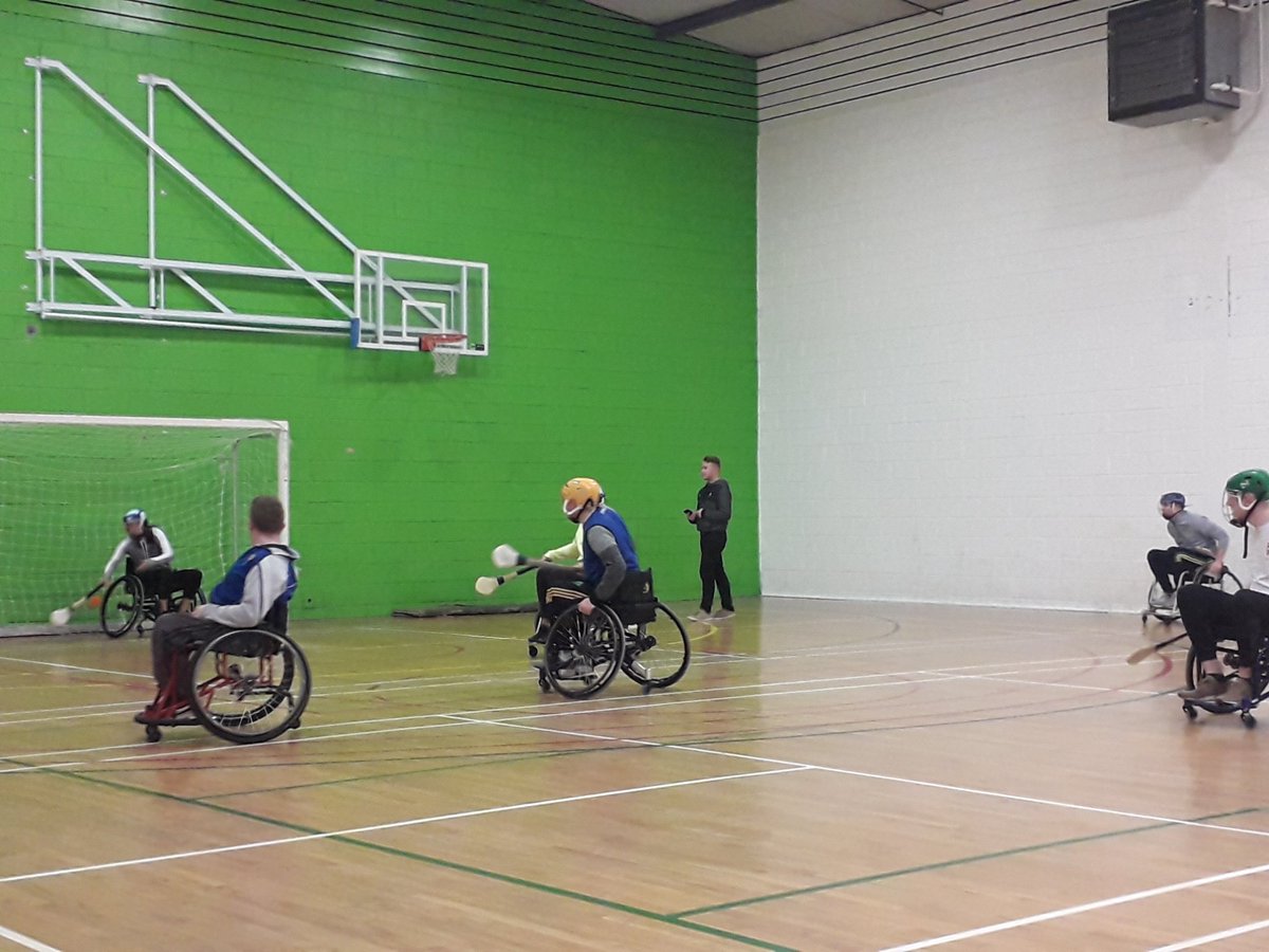 Game 1 finished 
Team a 4-0
Team b 2-0

Game 2 underway now #WheelchairHurling