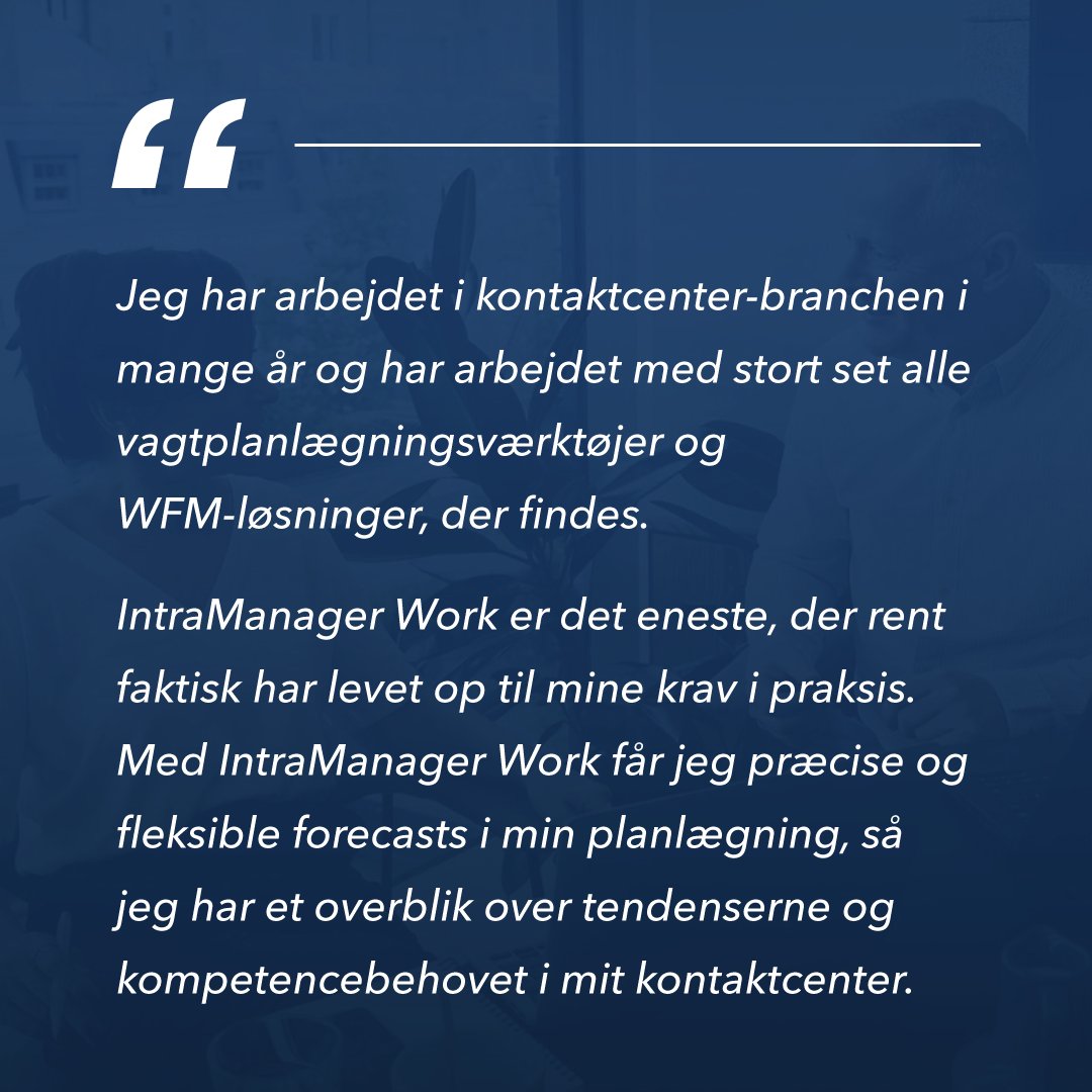 IntraManager's tweet photo. Vi bliver helt høje, når vi får sådan en flot udtalelse ind af døren fra en af vores samarbejdspartnere 😍🔝 Tryk på billedet for at se den fulde udtalelse
#denmark #wfm #saas #data #workforcemanagement #performance #kpi #HR #Automation #Optimization #optimering #automatisering https://t.co/92fZlwIBbe