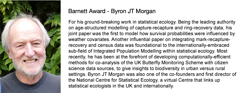 RoyalStatSoc's tweet photo. The 2020 Barnett Award goes to Byron JT Morgan #RSSHonours https://t.co/cH0T849CI7