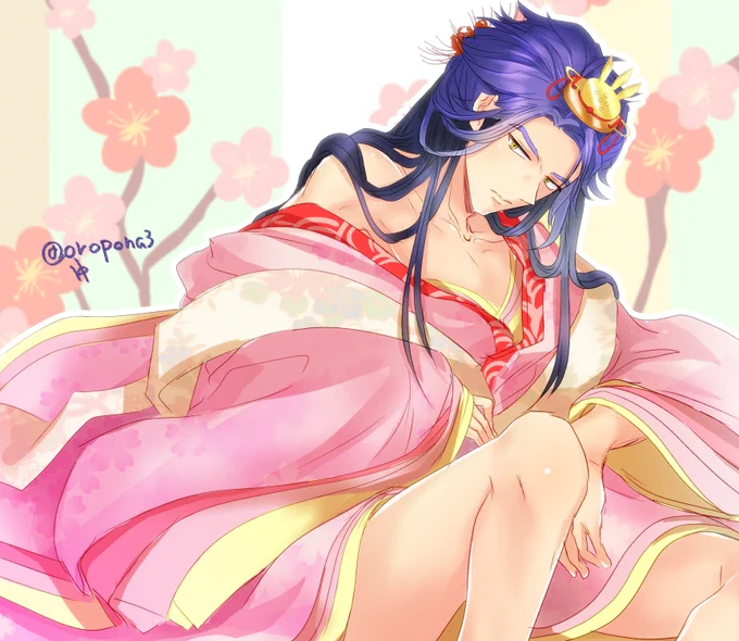 じゅざくんがお雛さまと聞いて……(ぐるぐる目)(※女装絵) 