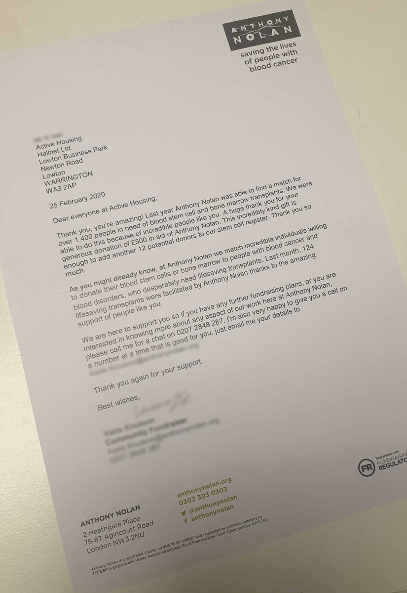 activehousinguk's tweet photo. Great to see our donation from @SelfServDigital to the @AnthonyNolan charity is paying off, another 12 potential donors added to the stem cell register! https://t.co/t38eFpNKx6