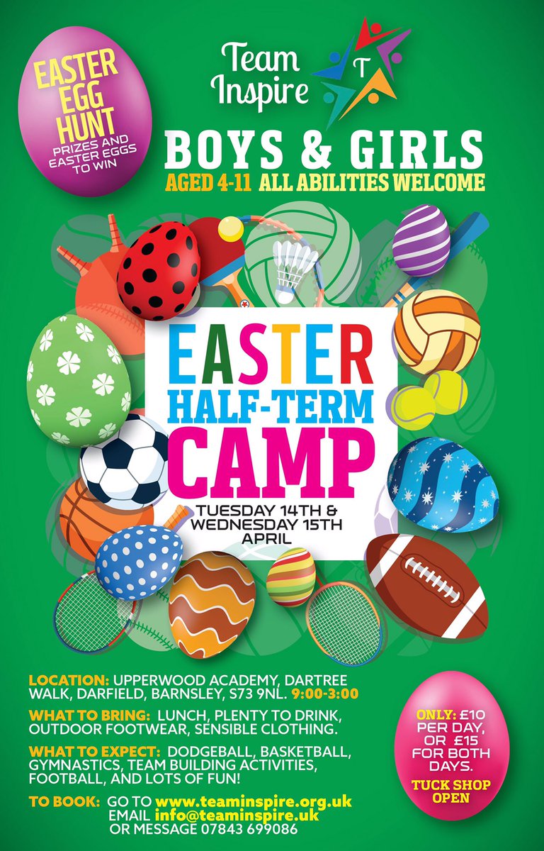 Due to the success of our February camp, we will be back at Upperwood Academy in Easter half term, with more fun and engaging activities!

Easter egg hunt and competitions  - plenty of prizes and eggs to be won!   🐣🏅🥳🏏🎉⚽️🌟🏃‍♂️