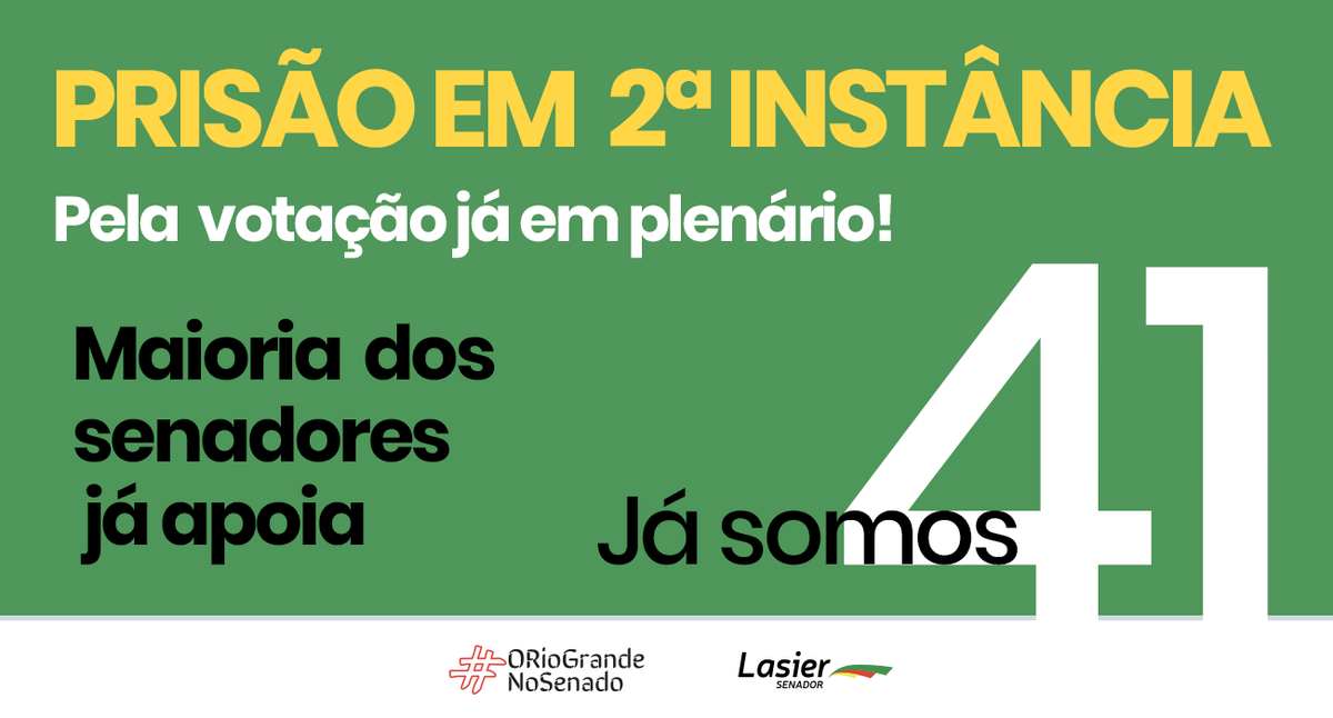 lasiermartins's tweet photo. O requerimento de urgência para votar em plenário meu PLS 166/2018 precisa de 54 assinaturas. A pressão popular é fundamental! #SegundaInstânciaJá #ORioGrandeNoSenado https://t.co/Bb9ITB4faE
