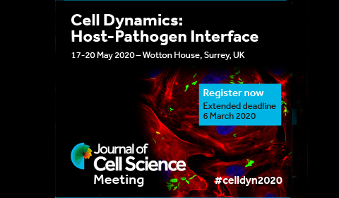 J_Cell_Sci's tweet photo. Last few days - Apply by Friday 6 March to attend our meeting on Cell Dynamics: Host-Pathogen Interface https://t.co/PY8jol14B1 #celldyn2020 https://t.co/XSNIVpVPOK