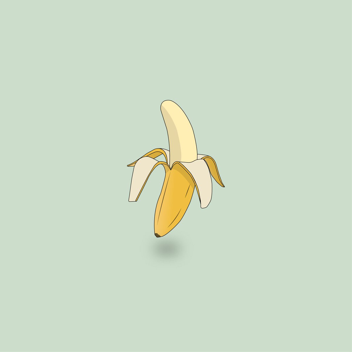 Fruit illustration: BananaDid you know that a bunch of banana is called a hand while a single banana is referred to as a finger.  #Fruits #illustration #Illustrator