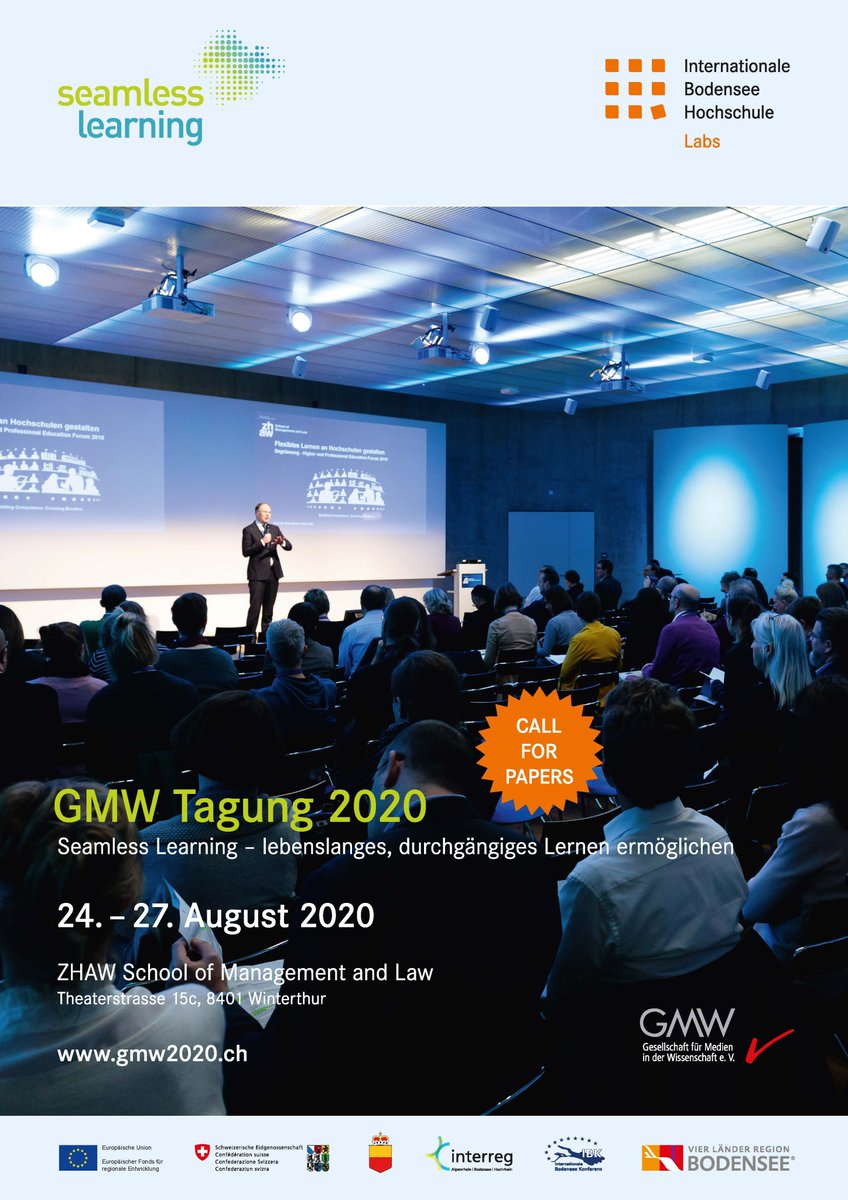 Die diesjährige #GMW Tagung zu Thema #SeamlessLearning #FlexiblesLernen #LebenslangesLernen findet vom 24.-27.8. an der @ZHAW in Winterthur statt @GMWOnline. Der Call for Papers läuft noch bis 29.3.
gmw2020.ch