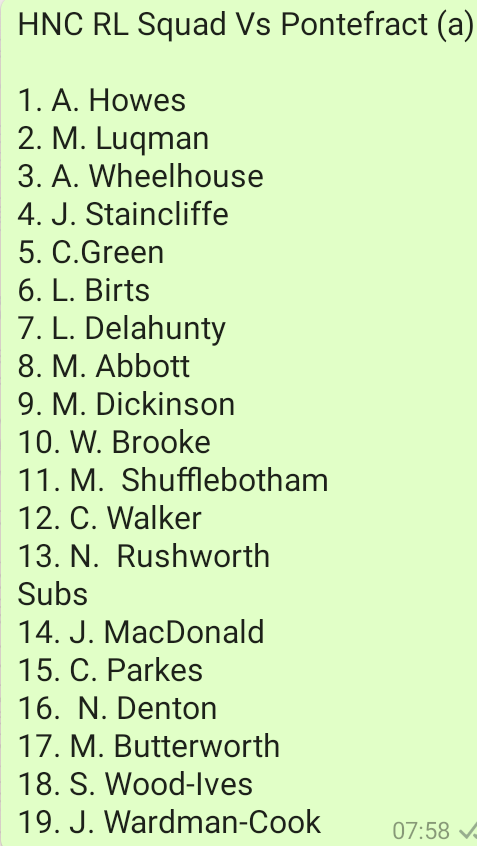 hncrl15's tweet image. Today&apos;s squad was announced yesterday afternoon, the boys are ready for their next challenge @huddnewcoll @hncsport #tellyourparentswhereyouare #RLdevelopment #studyandplayRL