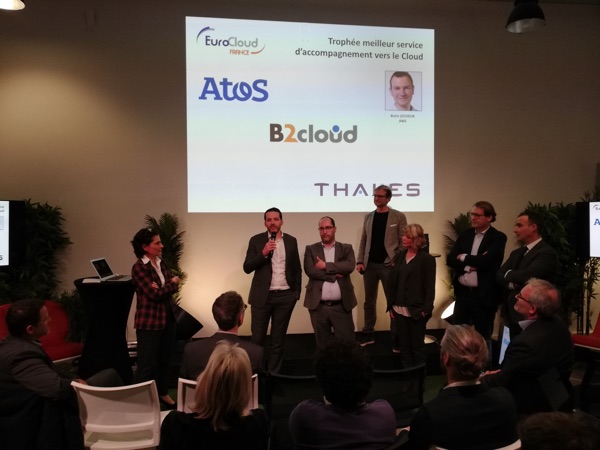 EuroCloudFrance's tweet photo. Le trophée "Meilleur service d'accompagnement vers le cloud" 2019 de @EuroCloudFrance a été décerné à @AtosFR https://t.co/uhPuN0Y355