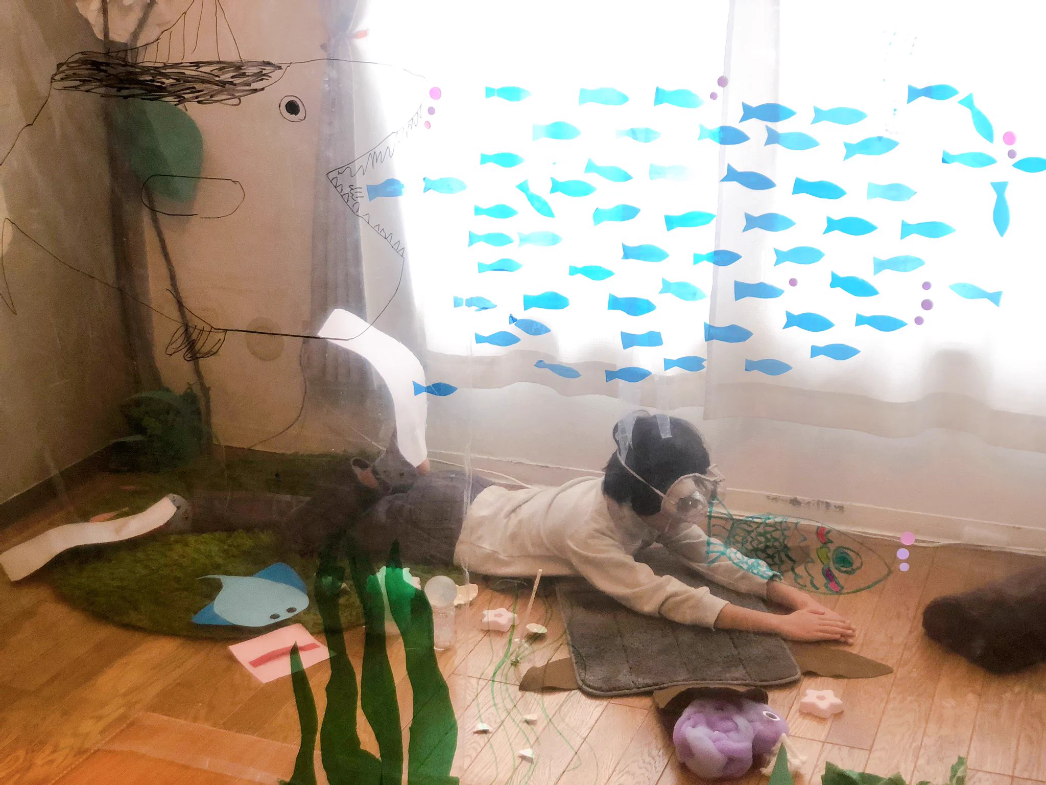 休校中に自宅で水族館を作って楽しむ少女は暇ではなく大忙し！