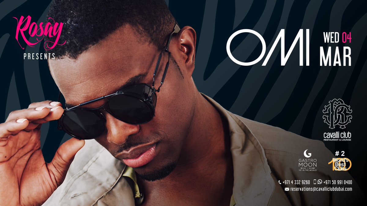 ⭐Watch OMI rock the stage, performing his hit “Cheerleader” at Cavalli Club Dubai

🦞🥂🦪Unlimited Oysters&amp;Bubbles and a whole lobster for AED 299 
✨Fine dining cuisine 
🇦🇪30% off food for UAE residents  
👯‍award-winning Rosay urban night.

Book now 800-Cavalli